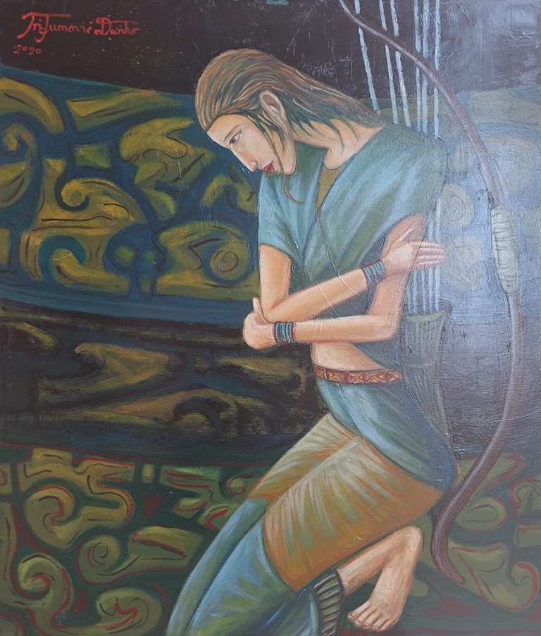 Strelac, Duško Trifunović, 70×60 cm, ulje na platnu, sertifikat, 38940 dinara