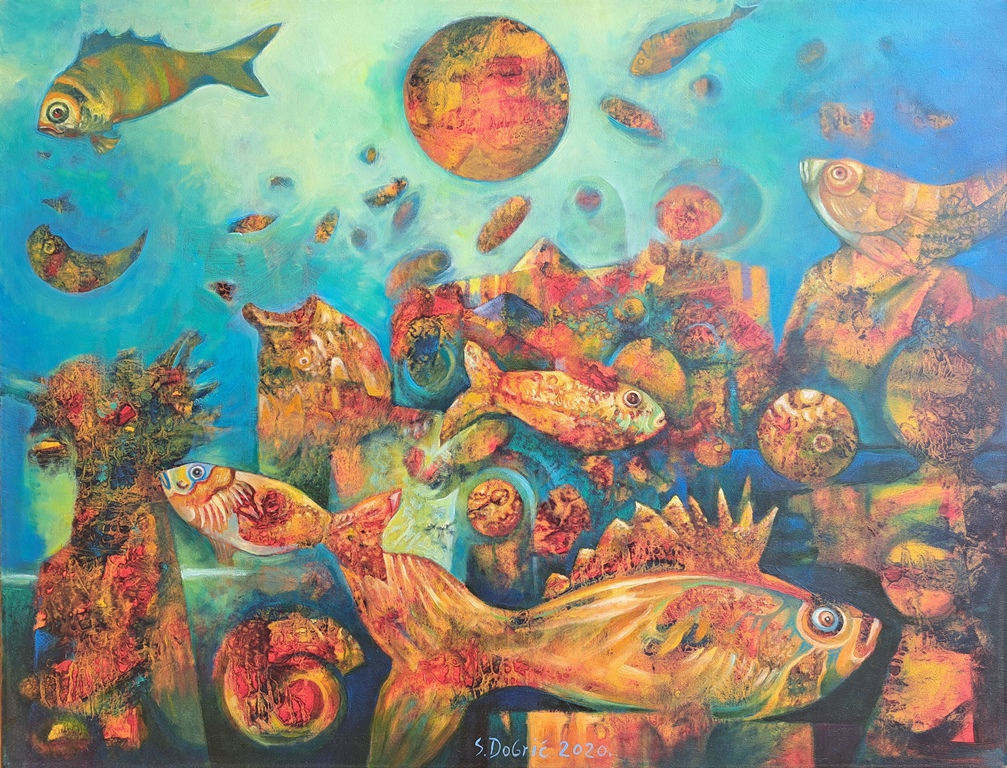 Tačno u podne, Saša Dobrić, ulje na platnu, 50×65 cm, sertifikat, 94400 dinara