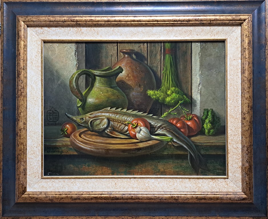 Kečiga, profesor i dekan FLU Educons Dragan Martinovic, bez 30×40 cm, sa 48×58 cm, ulje na dasci, sertifikat, 118000 dinara