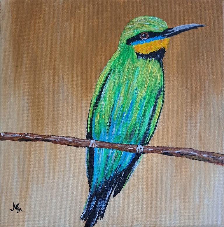 Ptičica 2, akril na platnu, 20×20 cm, Tijana L. , sertifikat, 4130 dinara