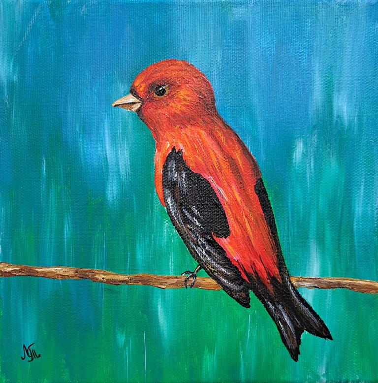Ptica 3, akril na platnu, 20×20 cm, Tijana L. , sertifikat, 4130 dinara
