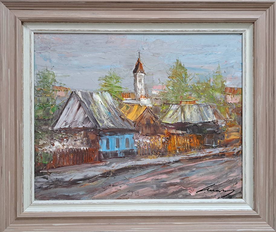 Selo III, ulje na platnu, Ivan Vanja Milanovic, sa 62×52 cm, bez 50×40 cm, sertifikat, 15340 dinara
