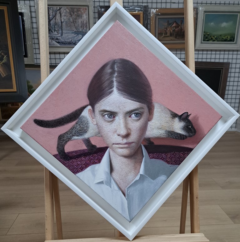 Iščekivanje, ulje akrilik na platnu, Vladimir Dunjić, sa 66×66 cm, bez 56×56 cm, sertifikat, 2023., 212400 dinara