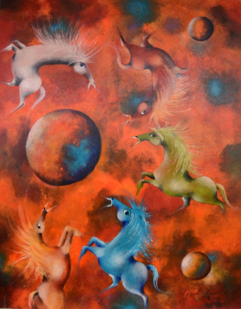 Početak i kraj-pobeda, ulje na platnu, Janoš Mesaroš, sertifikat, 100×80 cm, 2023., 354000 dinara