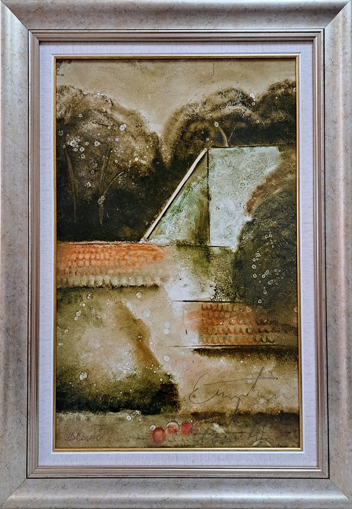 Zidovi, Pavle Blesić, kombinovana tehnika ulje na lesonitu, sa 68×48 cm, bez 54×34 cm, sertifikat, mišljenje Kusovca, 82600 dinara