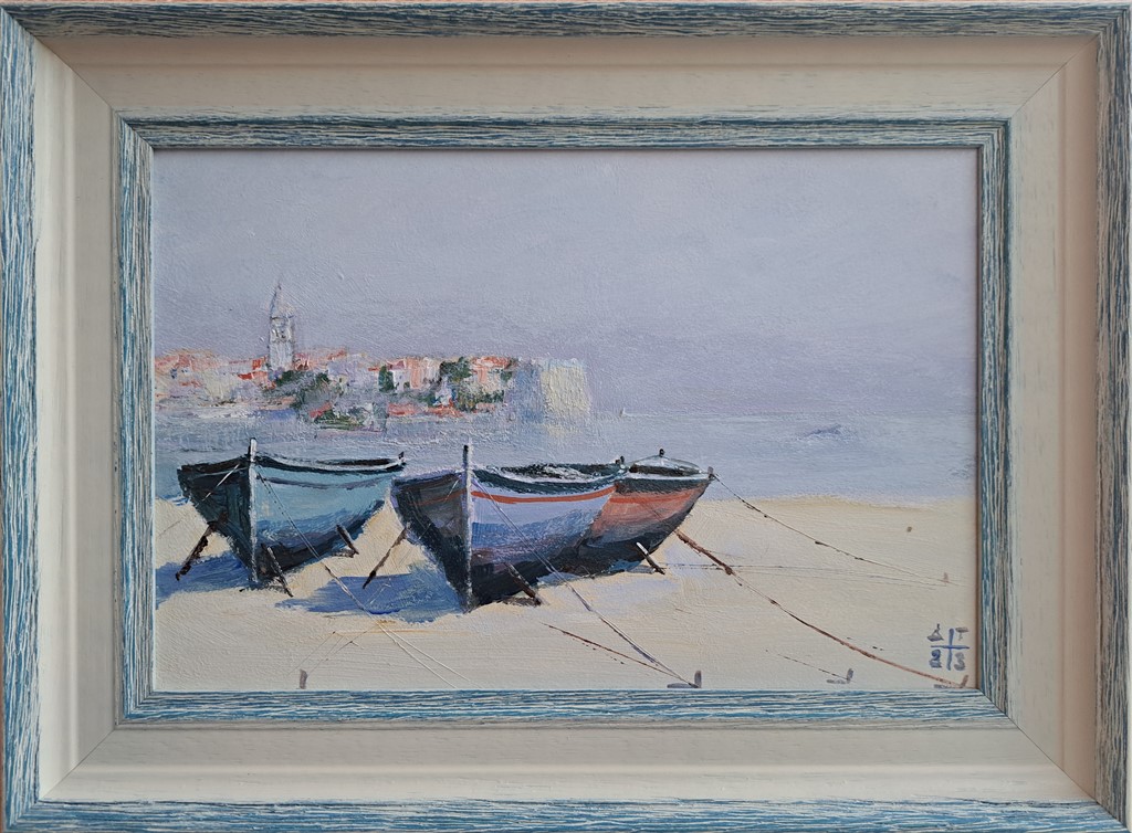 Budva 3, Dragan Tasić, akril na lesonitu, sa 28×38 cm, bez 20×30 cm, sertifikat, 6490 dinara