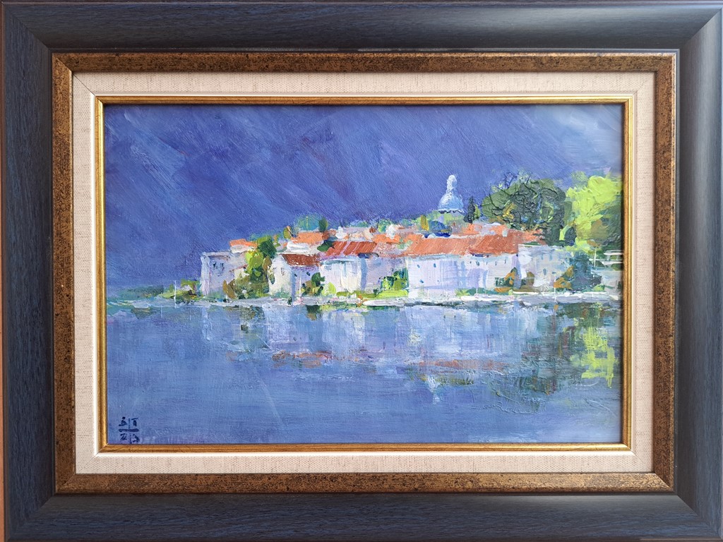 Motiv iz Boke 2, Dragan Tasić, akril na lesonitu, sa 30×40 cm, bez 20×30 cm, sertifikat, 6490 dinara