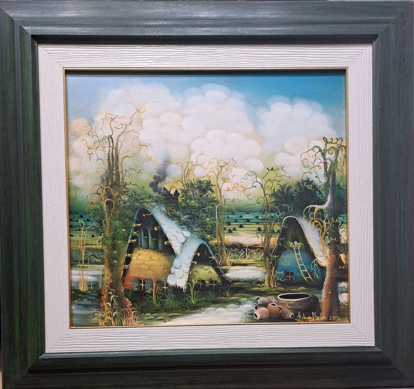 Salaš, Adam Mezin, ulje na platnu, sa 75×80 cm, bez 50×55 cm, sertifikat, 47200 dinara
