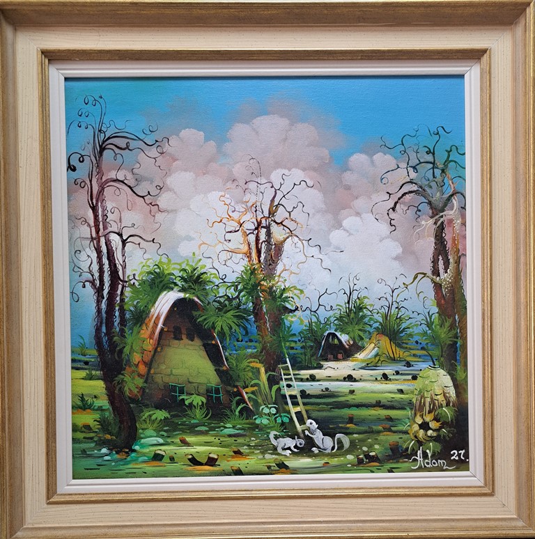 Veverice, Adam Mezin, ulje na platnu, sa 58×58 cm, bez 45×45 cm, sertifikat, 37760 dinara