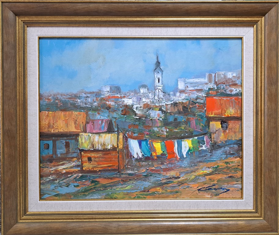 Beograd 5, ulje na platnu, Ivan Vanja Milanovic, sa 56×66 cm, bez 40×50 cm, sertifikat, 17700 dinara