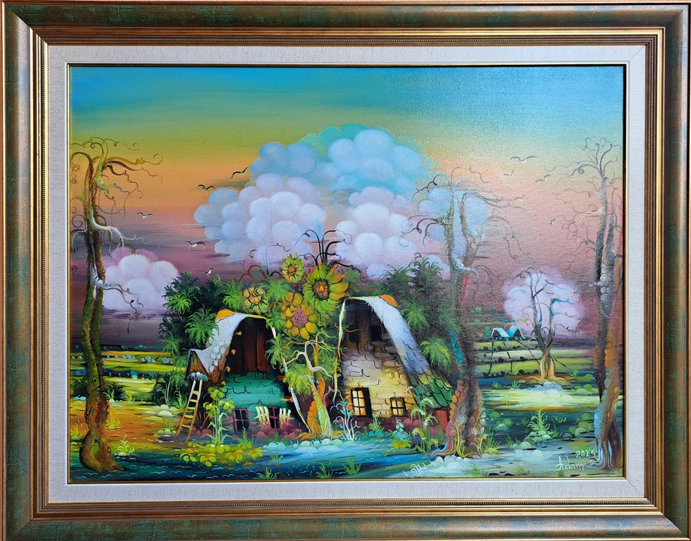 Jato ptica, Adam Mezin, ulje na platnu, sa 76×96 cm, bez 60×80 cm, sertifikat, 70800 dinara