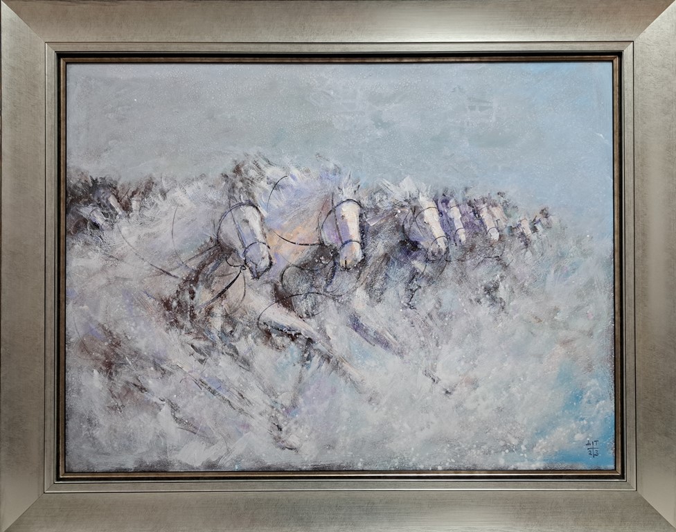 Konji 20, Dragan Tasić, akril na lesonitu, sa 76×96 cm, bez 60×80 cm, sertifikat, 38940 dinara