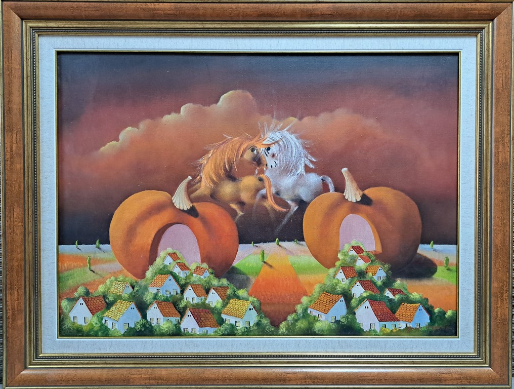 Rodilo je rodilo, Janoš Mesaroš, ulje na platnu, sa 66×86 cm, bez 50×70 cm, sertifikat, lux ram, 212400 dinara