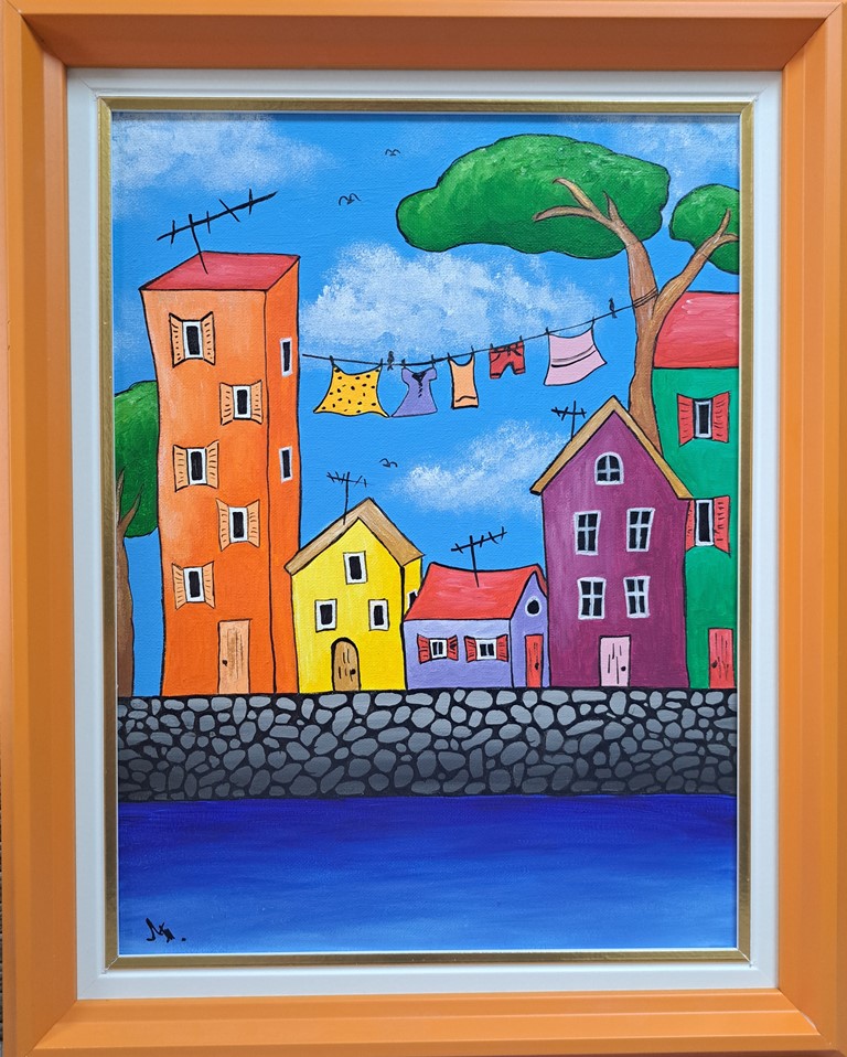 Sušenje veša, akril na platnu, sa 49×39 cm, bez 40×30 cm, Tijana L. , sertifikat, 9440 dinara