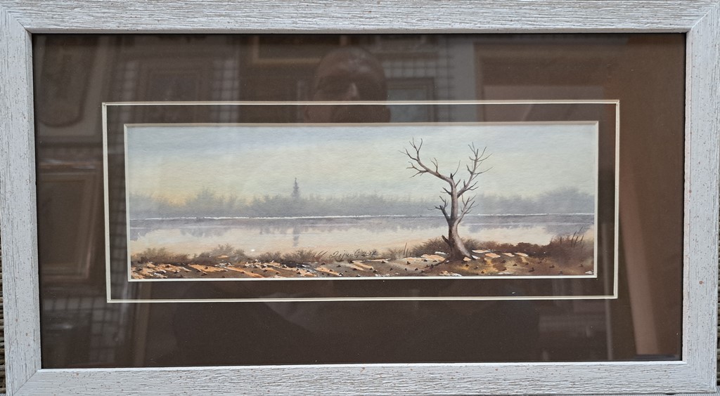 Na reci 3, Predrag Dojkić, akvarel, sa 25×44 cm, bez 10×30 cm, sertifikat, 5900 dinara