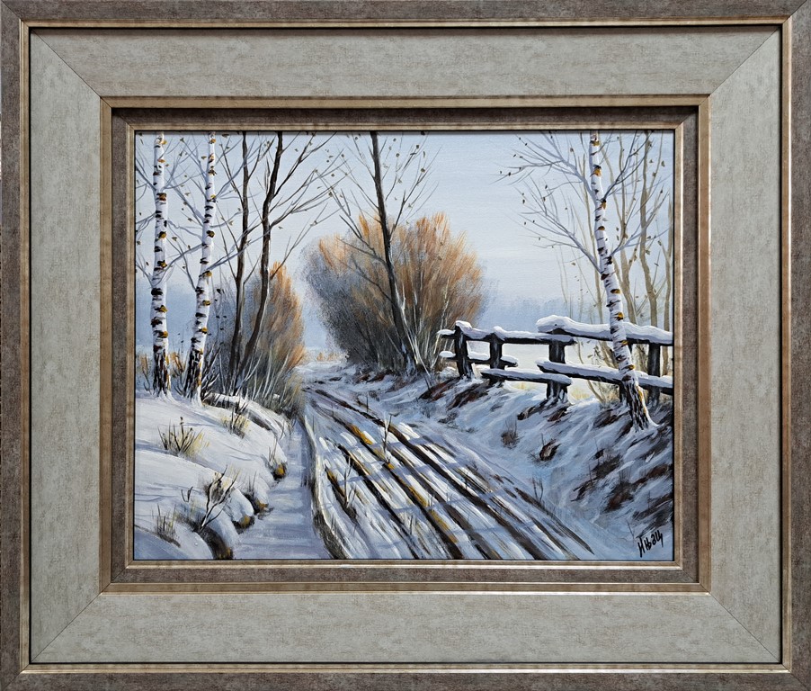 Put zimi, Aleksandar Injac, ulje na platnu, luks uramljena, sa 60×70 cm, bez 40×50 cm, sertifikat, 22420 dinara