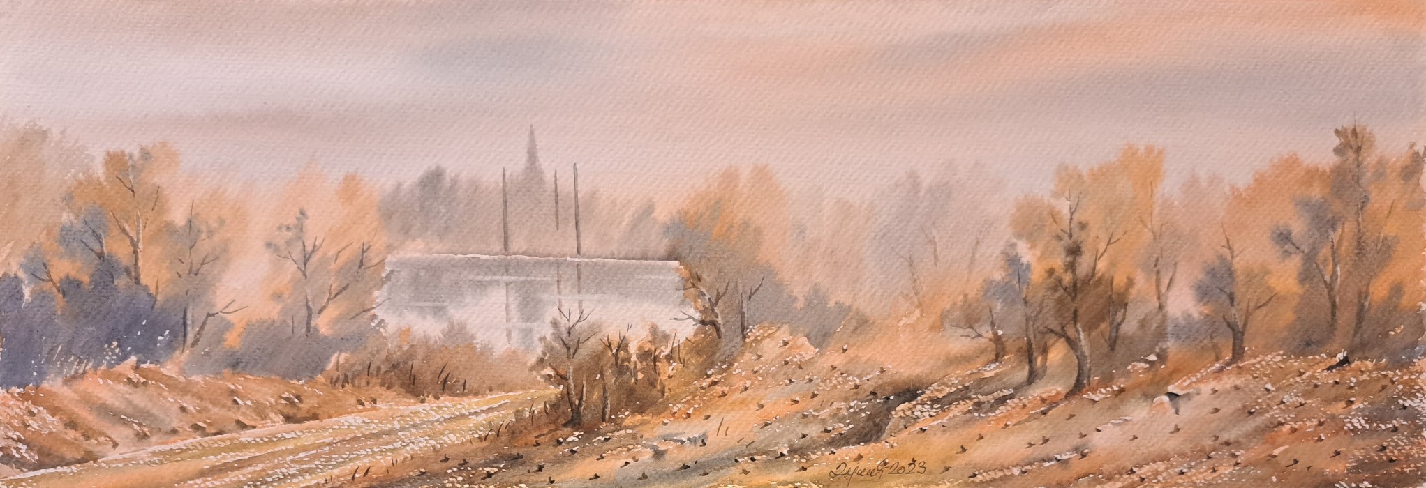 Reka 2, Predrag Dojkić, 17,5×50 cm, akvarel na papiru, sertifikat, 5900 dinara