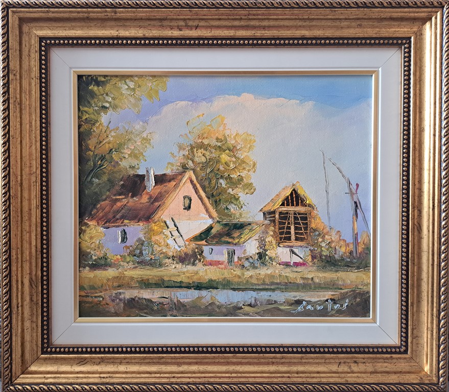 Salaš 5, Darko Bartoš, ulje na platnu, sa 37×42 cm, bez 25×30 cm, sertifikat, 10620 dinara