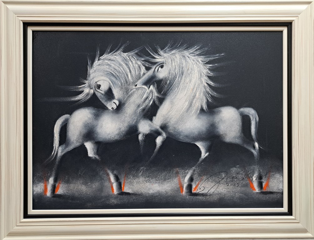 Ljubav, Janoš Mesaroš, ulje na platnu, sa 66×86 cm, bez 50×70 cm, lux ram, sertifikat, 212400 dinara