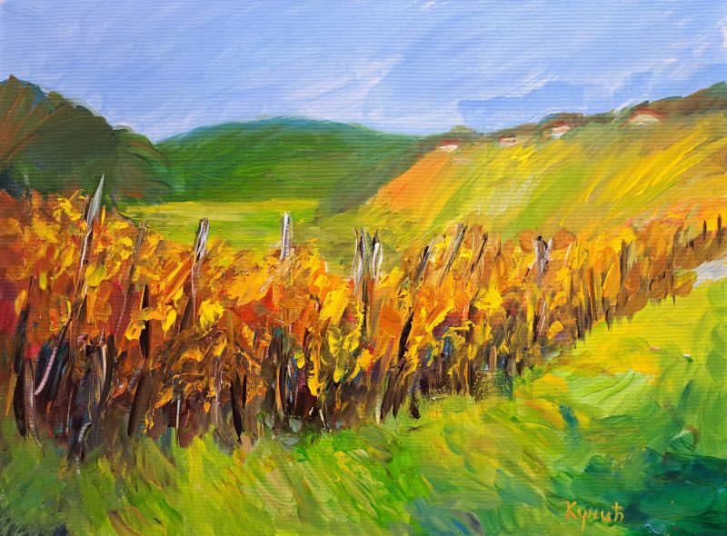 Vinograd, ulje na platnu, Dragan Kunić, sertifikat, 60×80 cm, sertifikat, 41300 dinara