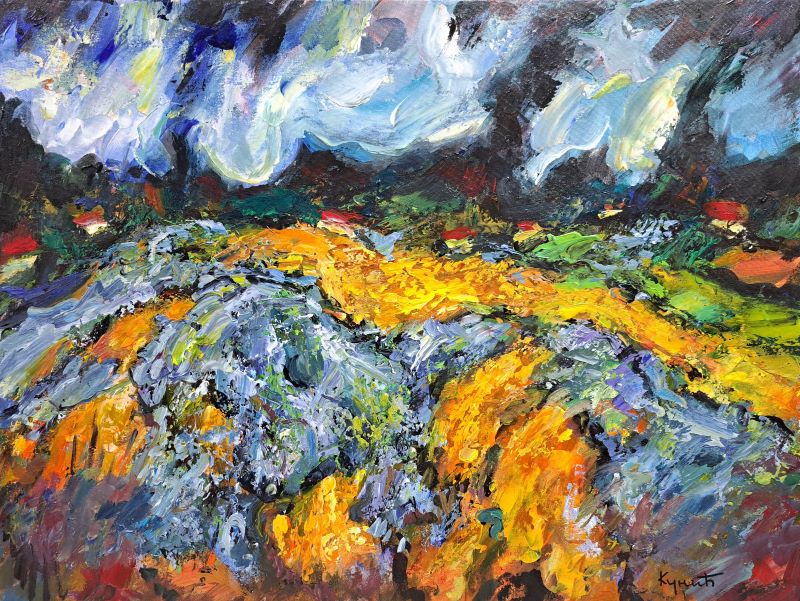 Žitno polje, ulje na platnu, Dragan Kunić, sertifikat, 60×80 cm, sertifikat, 41300 dinara