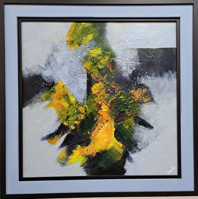 Apstrakcija 3, Snežana Jakšić, akril na platnu, sa 62×62 cm, bez 50×50 cm, sertifikat, 9440 dinara