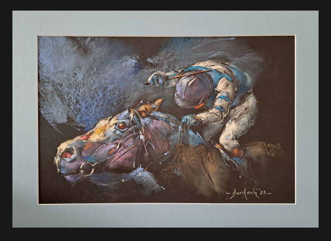 Jahač V, Braca Đurković, pastel, sa 51×71 cm, bez 38×58 cm, sertifikat, 41300 dinara