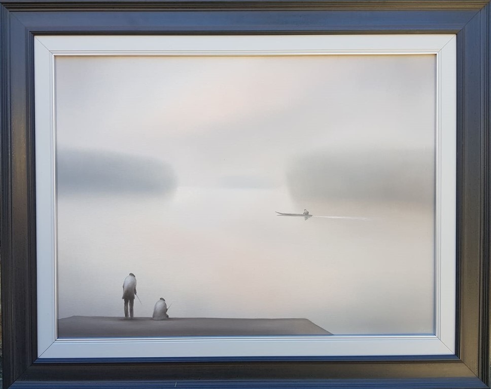 Pecaroši na Tisi IV, Zdravko Mandić, ulje na platnu, sa 80×100 cm, bez 60×80 cm, lux ram, sertifikat, 236000 dinara