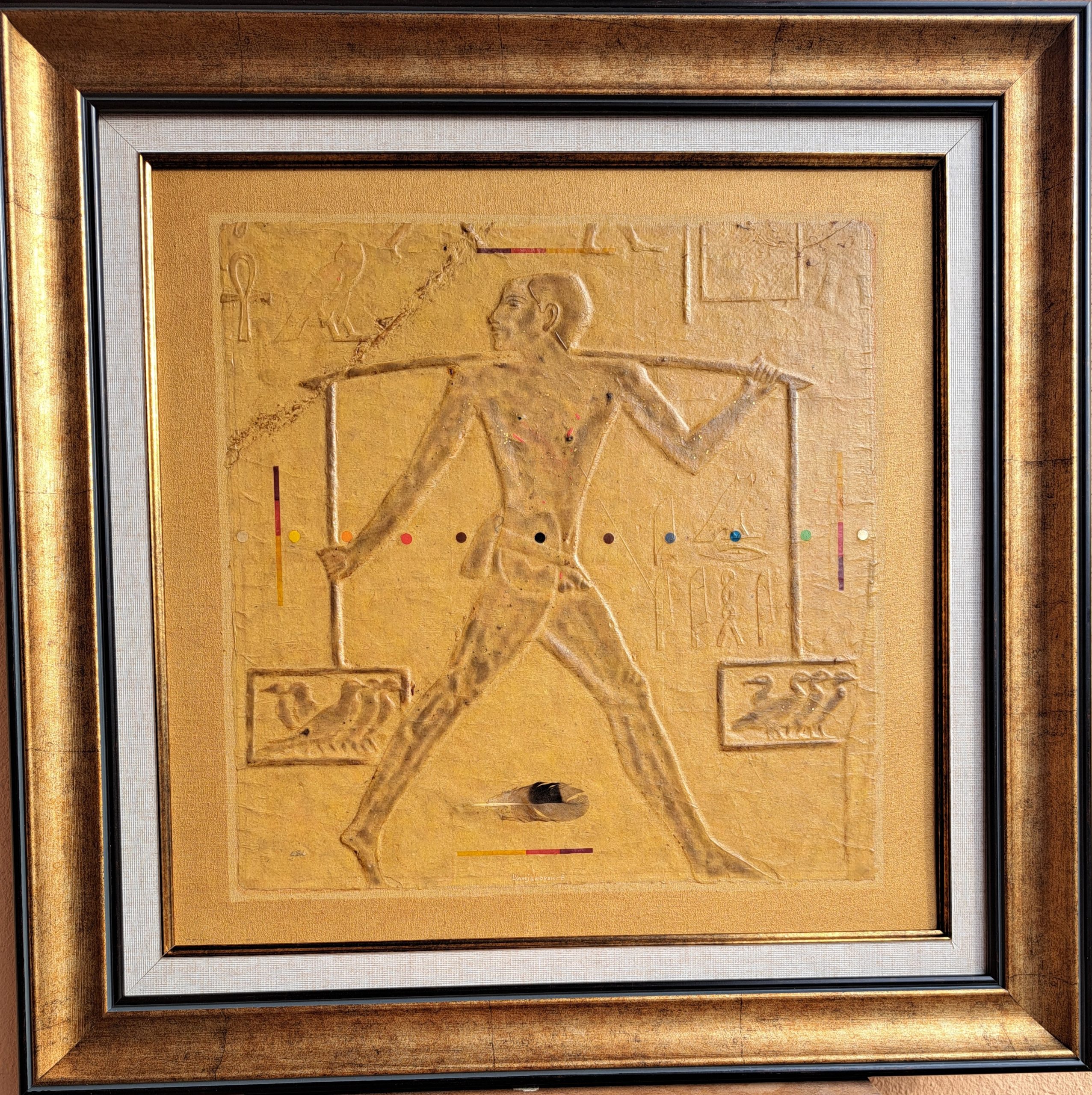 Ptičar II, Božidar Damjanovski, akril-glina na platnu, sa 54×54 cm, bez 40×40 cm, sertifikat, 106200 dinara