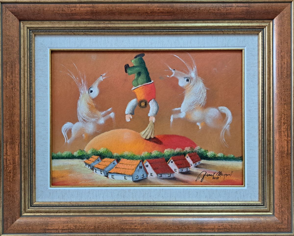 Balansero 2, Janoš Mesaroš, kombinovana tehnika lak pastel, luksuzno uramljen, sa 40×50 cm, bez 25×35 cm, 2015., sertifikat, 35400 dinara