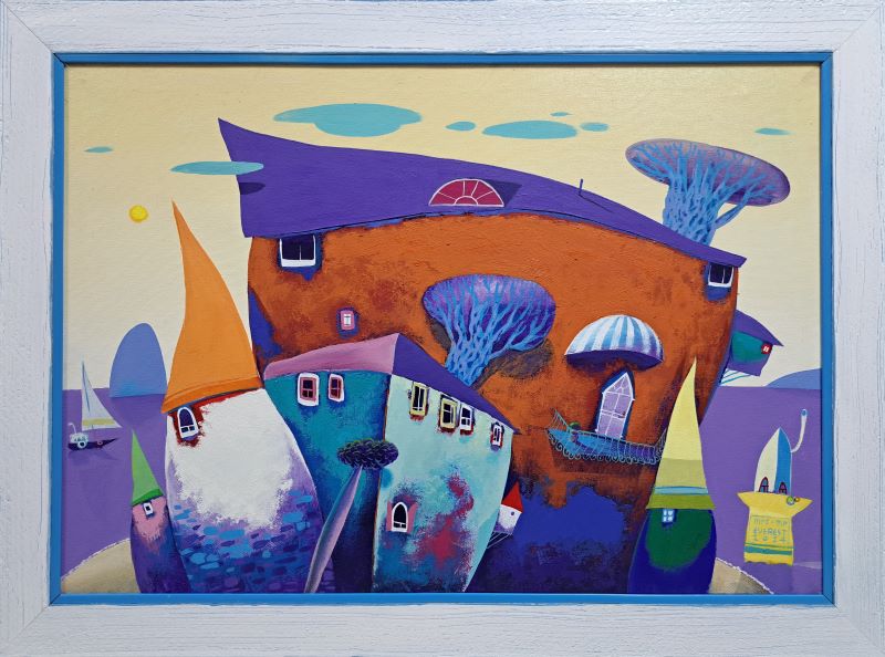 Jedrenjak, ulje na platnu, slikari Mrs. and Mr. Everest, sa 56×75 cm, bez 45×64 cm, sertifikat, 41300 dinara