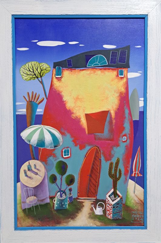 Na plaži, ulje na platnu, slikari Mrs. and Mr. Everest, sa 76×51 cm, bez 65×40 cm, sertifikat, 38940 dinara