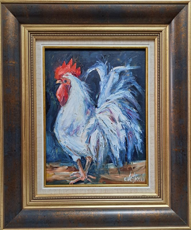 Pevac 6, ulje na kartonu, Vesna Cvetkov, sa 37×31 cm, bez 24×18 cm, uramljena, sertifikat, 8260 dinara