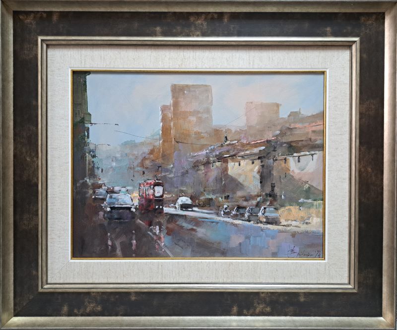 Ulice Beograda 1, Branko Dimitrijević, ulje na platnu, luks uramljena, sa 50×60 cm, bez 30×40 cm, sertifikat, 15340 dinara