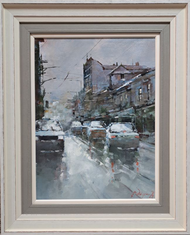 Ulice Beograda 2, Branko Dimitrijević, ulje na platnu, luks uramljena, sa 55×45 cm, bez 40×30 cm, sertifikat, 15340 dinara