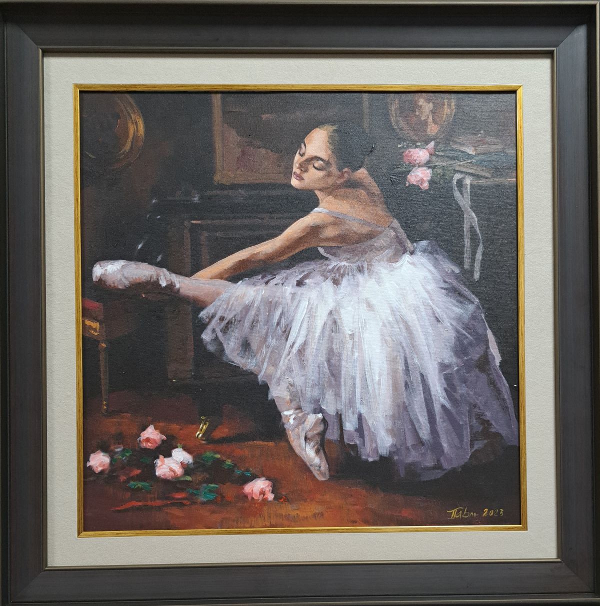 Balerina, Dragan Petrović Pavle, ulje na platnu, sa 75×75 cm, bez 55×55 cm, sertifikat, 34220 dinara