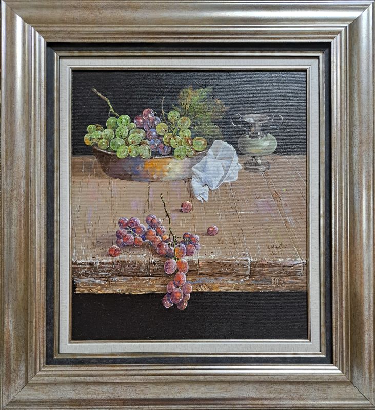 Grozdovi, Milan Miletić, sa 60×55 cm, bez 40×35 cm, ulje na platnu, sertifikat, 2024., 112100 dinara