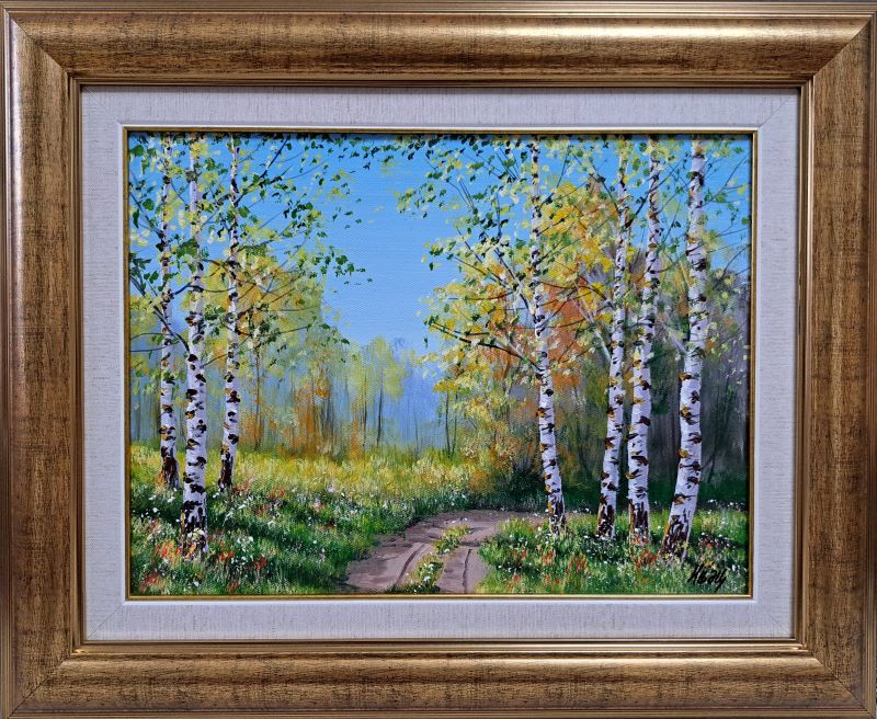 Breze 5, Aleksandar Injac, ulje na platnu, luks uramljena, sa 46×56 cm, bez 30×40 cm, sertifikat, 15340 dinara