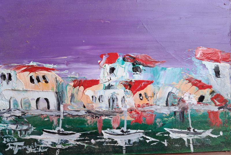 Sicilija 1, Duško Trifunović, 19×28 cm, ulje na lesonitu, sertifikat, 11800 dinara