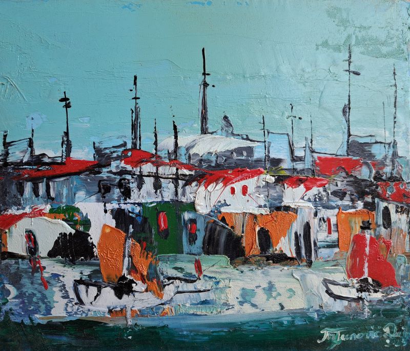 Sicilija 2, Duško Trifunović, 25×30 cm, ulje na lesonitu, sertifikat, 16520 dinara