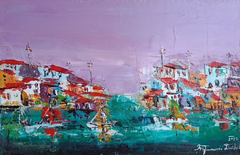 Sicilija 6, Duško Trifunović, 40×60 cm, ulje na lesonitu, sertifikat, 23600 dinara