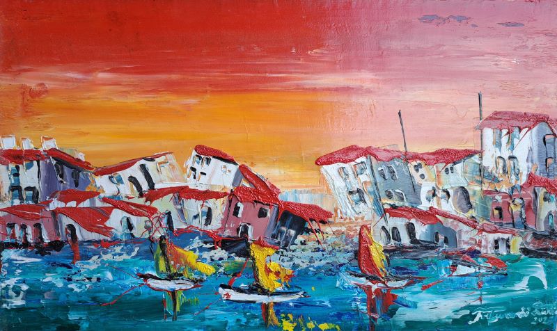 Sicilija 9, Duško Trifunović, 30×50 cm, ulje na platnu, sertifikat, 23600 dinara