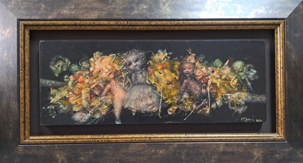 Cvetanje, ulje na drvetu, sa 23×41 cm, bez 11×30 cm, sertifikat, Dejan Ulardžić, 59000 dinara