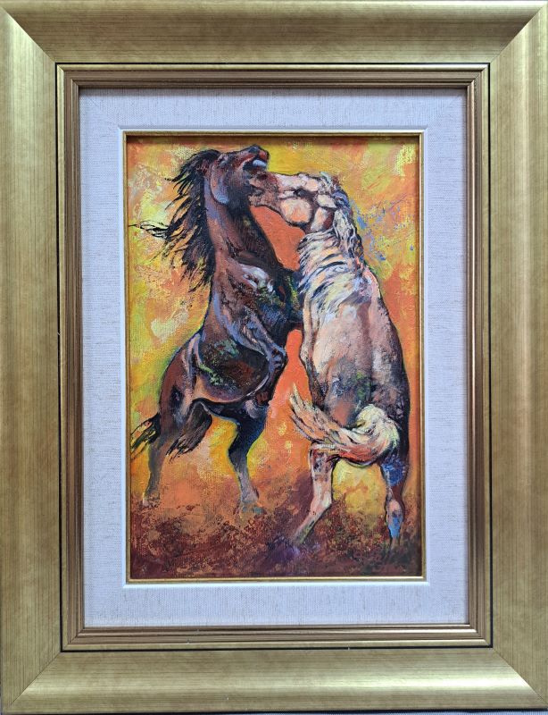 Konji 1, Šandor Šlajf, ulje na platnu, sa 46×36 cm, bez 30×20 cm, sertifikat, 28320 dinara