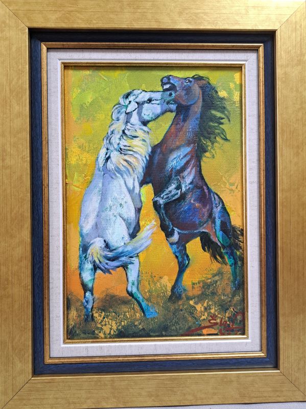 Konji 2, Šandor Šlajf, ulje na platnu, sa 46×36 cm, bez 30×20 cm, sertifikat, 28320 dinara