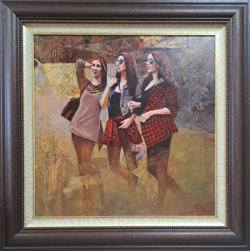 Modeli, Šandor Šlajf, ulje na platnu, sa 82×82 cm, bez 60×60 cm, sertifikat, 99120 dinara