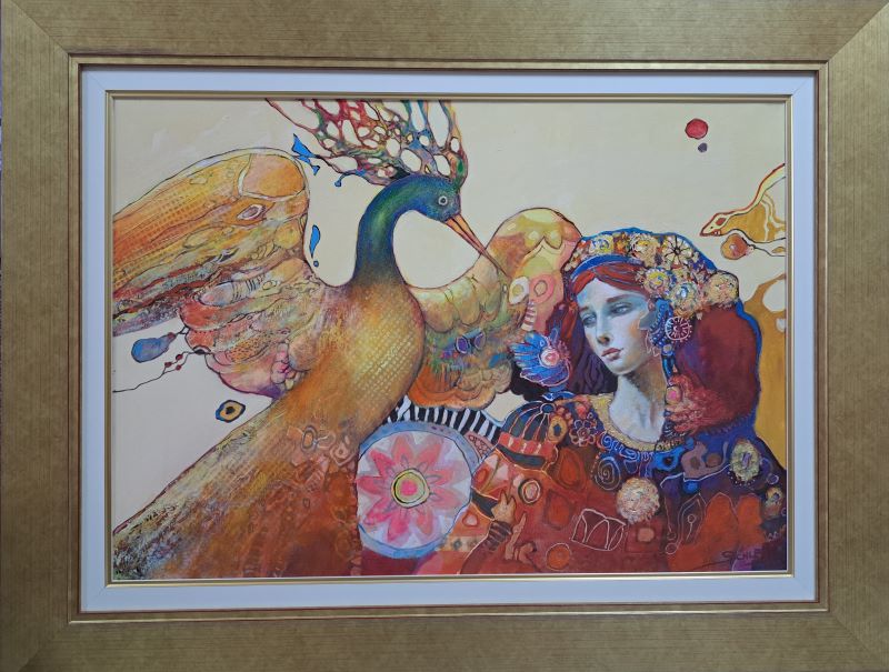 Rajska ptica, Šandor Šlajf, ulje na platnu, sa 69×89 cm, bez 50×70 cm, sertifikat, 99120 dinara