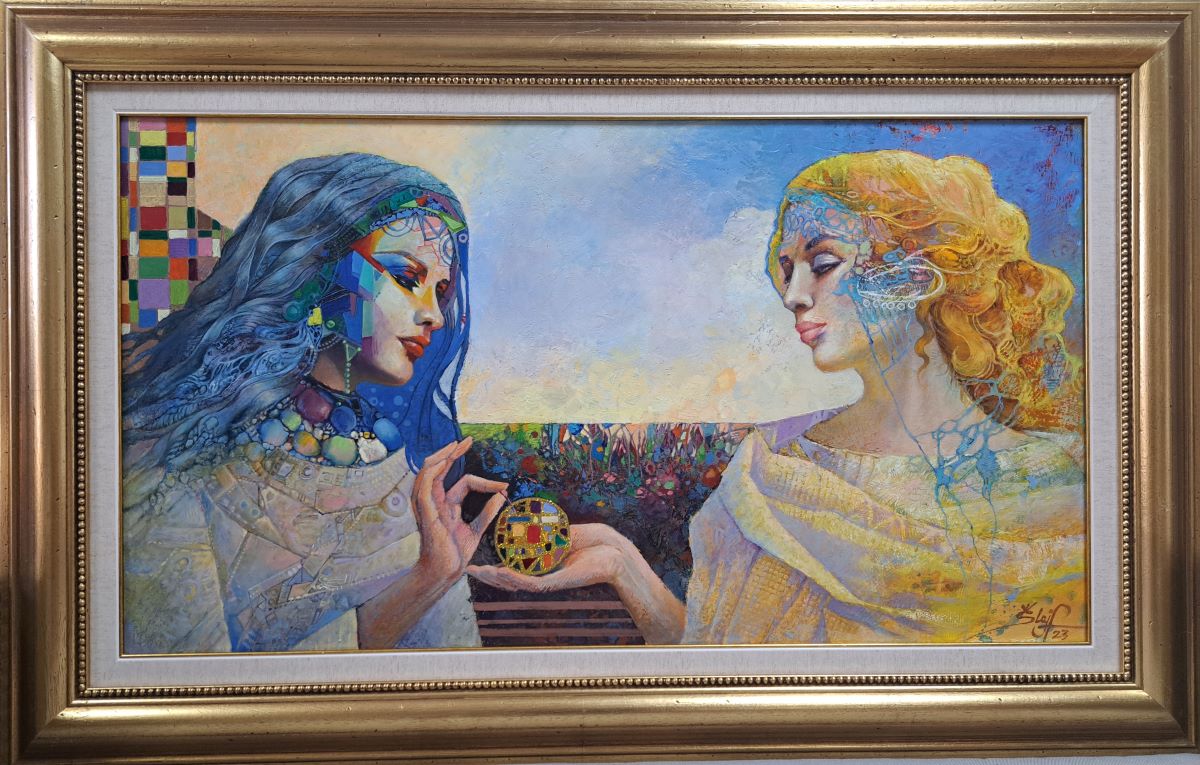 Zlatna jabuka, Šandor Šlajf, ulje na platnu, sa 72×112 cm, bez 50×90 cm, sertifikat, 141600 dinara