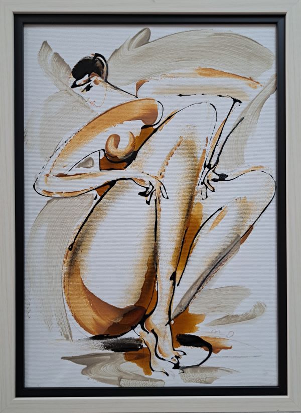 Akt 1, akril na platnu, sa 56×41 cm, bez 50×35 cm, akademski Dusan Rajsic, sertifikat, 14160 dinara