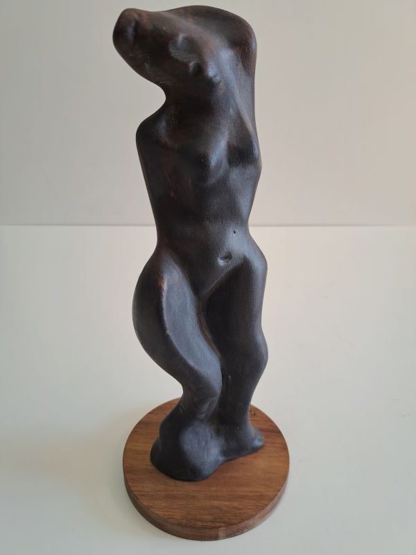 Akt 2, skulptura sa postamentom, patinirana terakota, 34 cm visoka, akademski vajar Dušan Rajšić, sertifikat, 12980 dinara